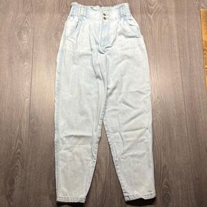 Vintage Bugle Boy USA Elastic Back Womens Denim 26 28 Streetwear Blue Hip Hop